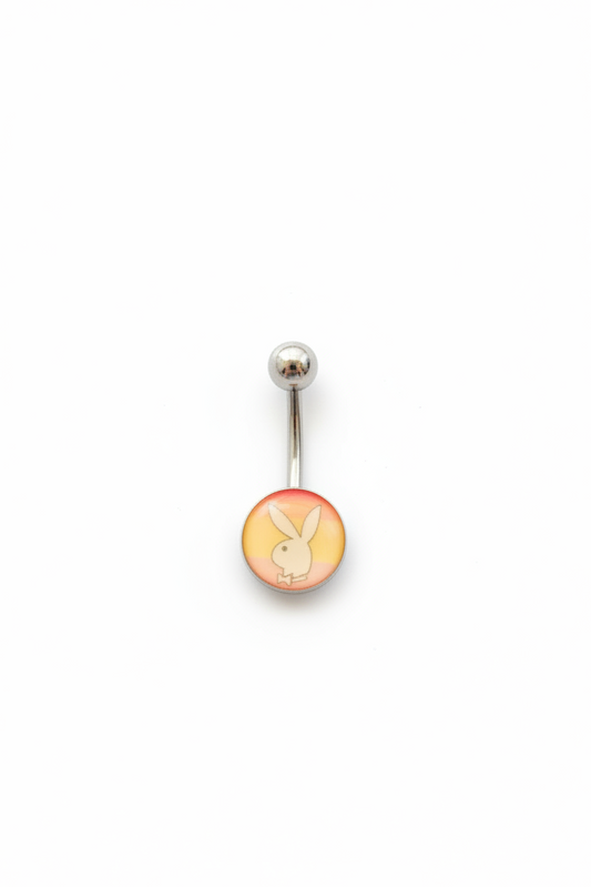 Rainbow Bunny belly button ring in 316l stainless steel