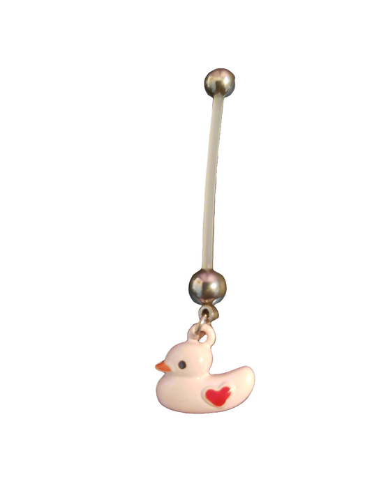 Pregnancy Belly Piercing with Pink Duck