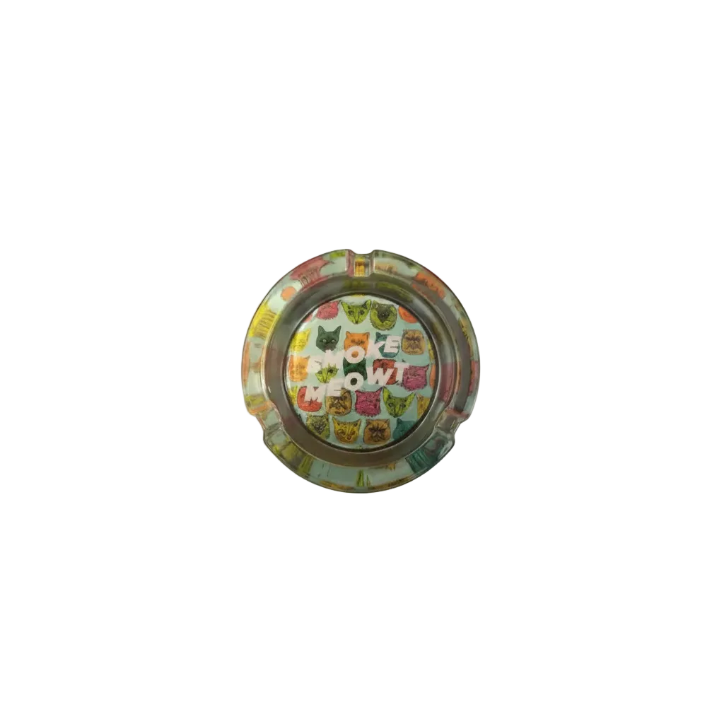 Smoke Meowt Multi-Cat 3 Inch Glass Ashtray