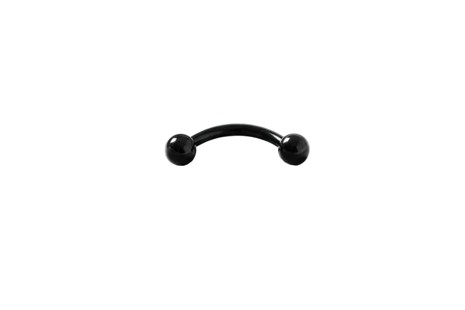 Black Titanium 3mm Ball Eyebrow Ring in black titanium close up detail.