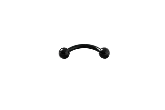 Black Titanium 3mm Ball Eyebrow Ring in black titanium close up detail.