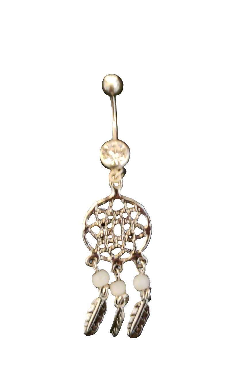 Belly Piercing Stainless Steel 316L with Dangling Lg Dream Catcher