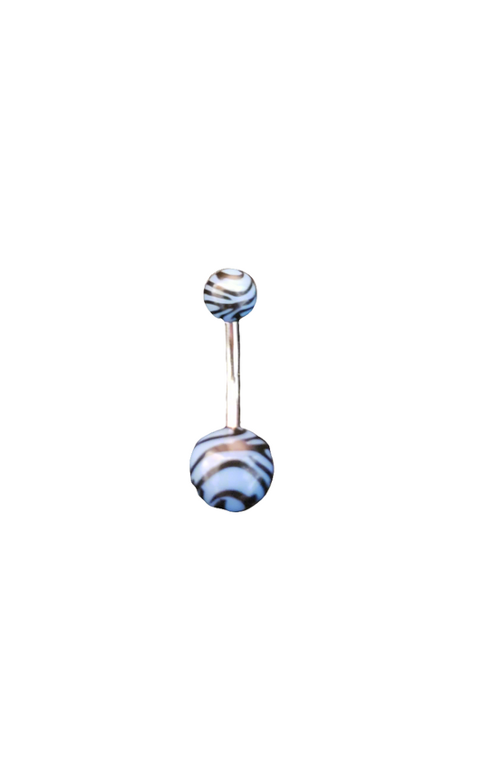 Stainless Steel Blue Tiger Striped Belly Piercing