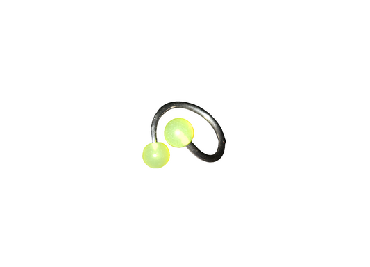 Curly Lip Piercing 12mm, 16 gauge with 3mm Yellow Acrylic Glow Balls.