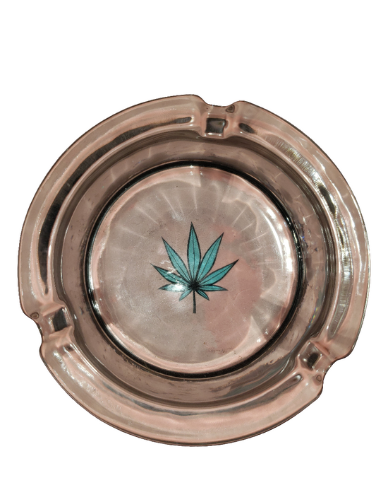 Glass Ashtray Pink Leaf