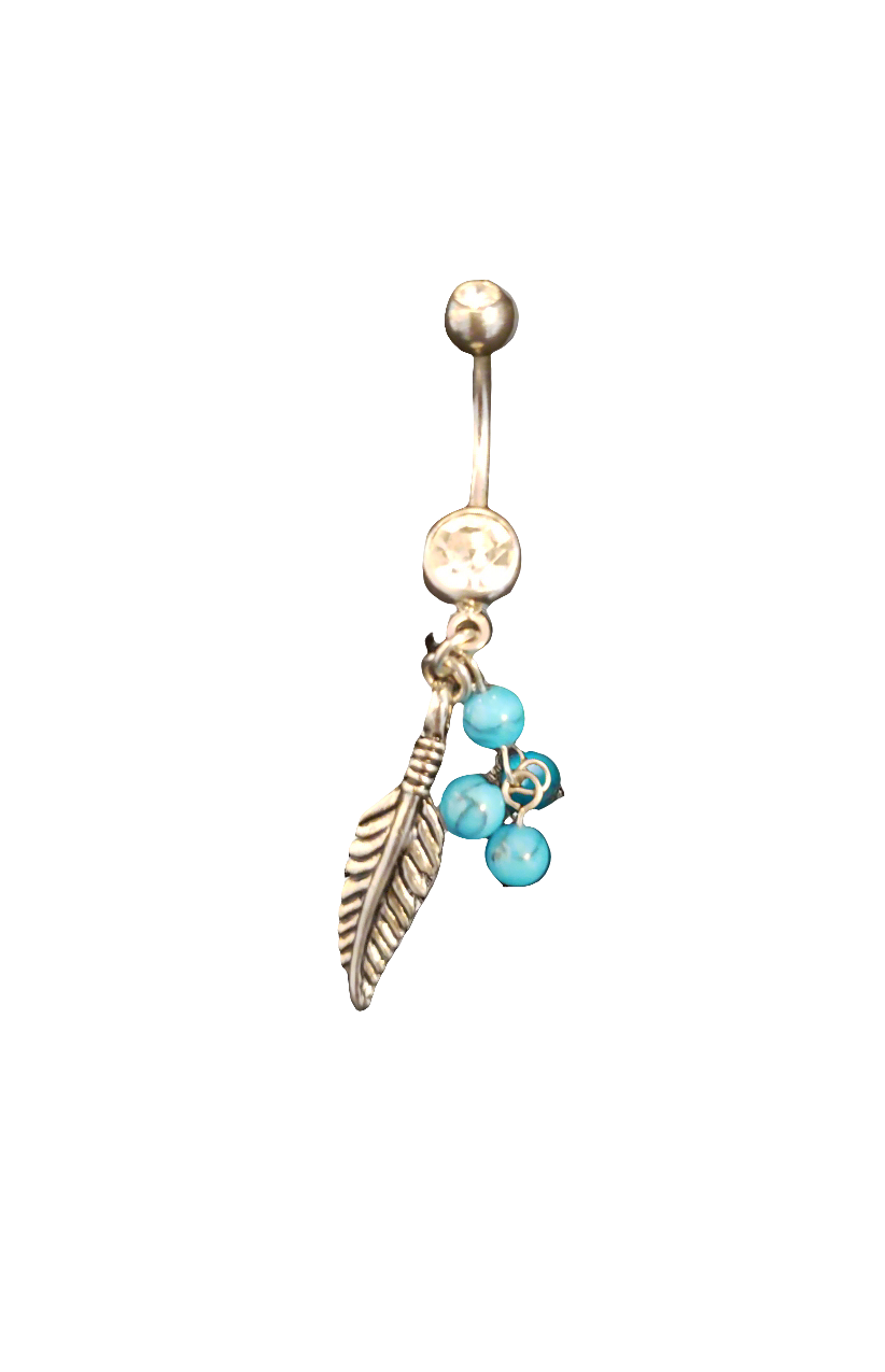 Belly Piercing Stainless Steel 316L with Dangling Feather