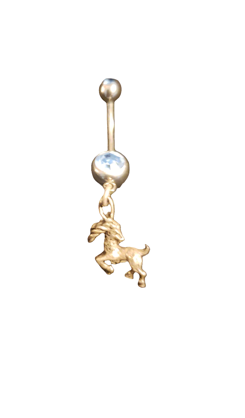 Belly Piercing Stainless Steel 316L with Dangling Capricorn Goat