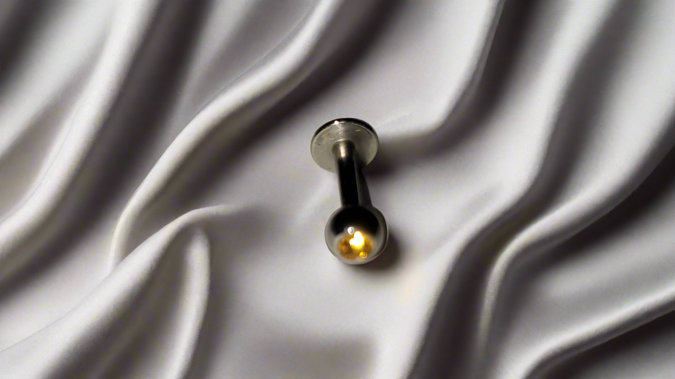 Stainless Steel Labret/Monroe Piercing with Yellow Crystal