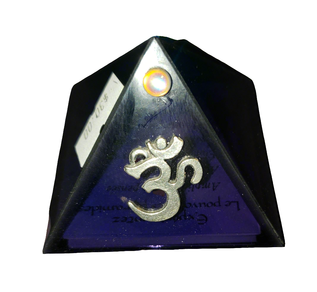 Glass Mini Pyramid with Ohm Symbol