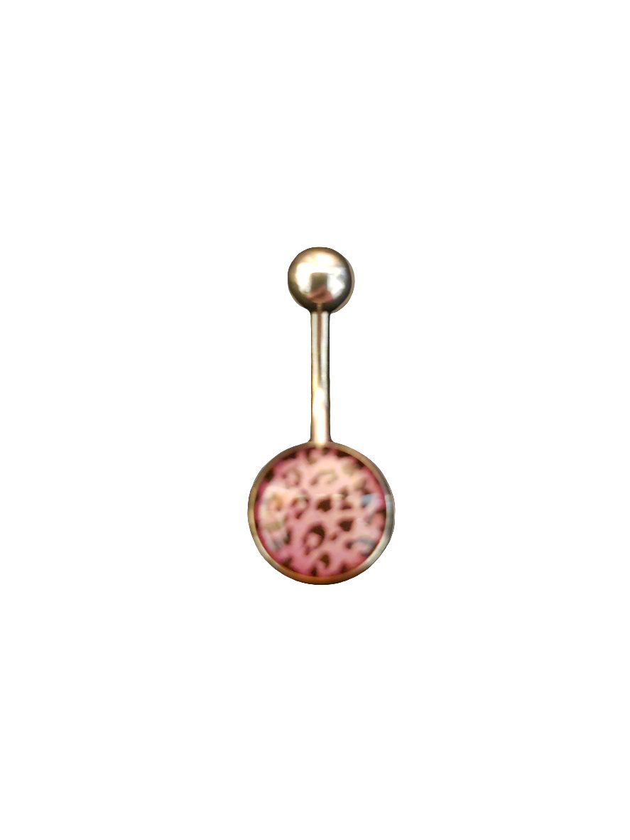 Stainless Steel Purple Leopard Print Belly Piercing