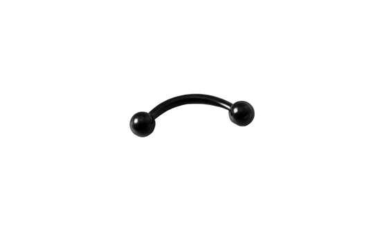Black Titanium Ball Eyebrow Ring in black titanium close up detail.