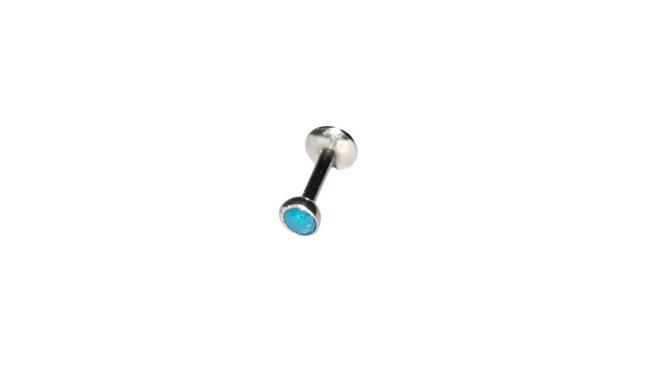 Stainless Steel Labret/Monroe Piercing with Aqua Opal Crystal