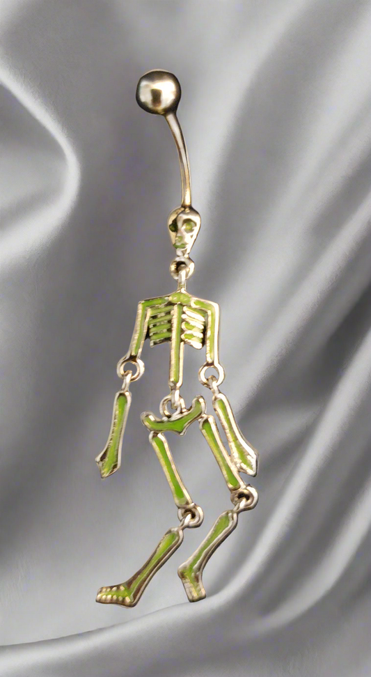 Belly Piercing Stainless Steel 316L with Dangling Skeleton