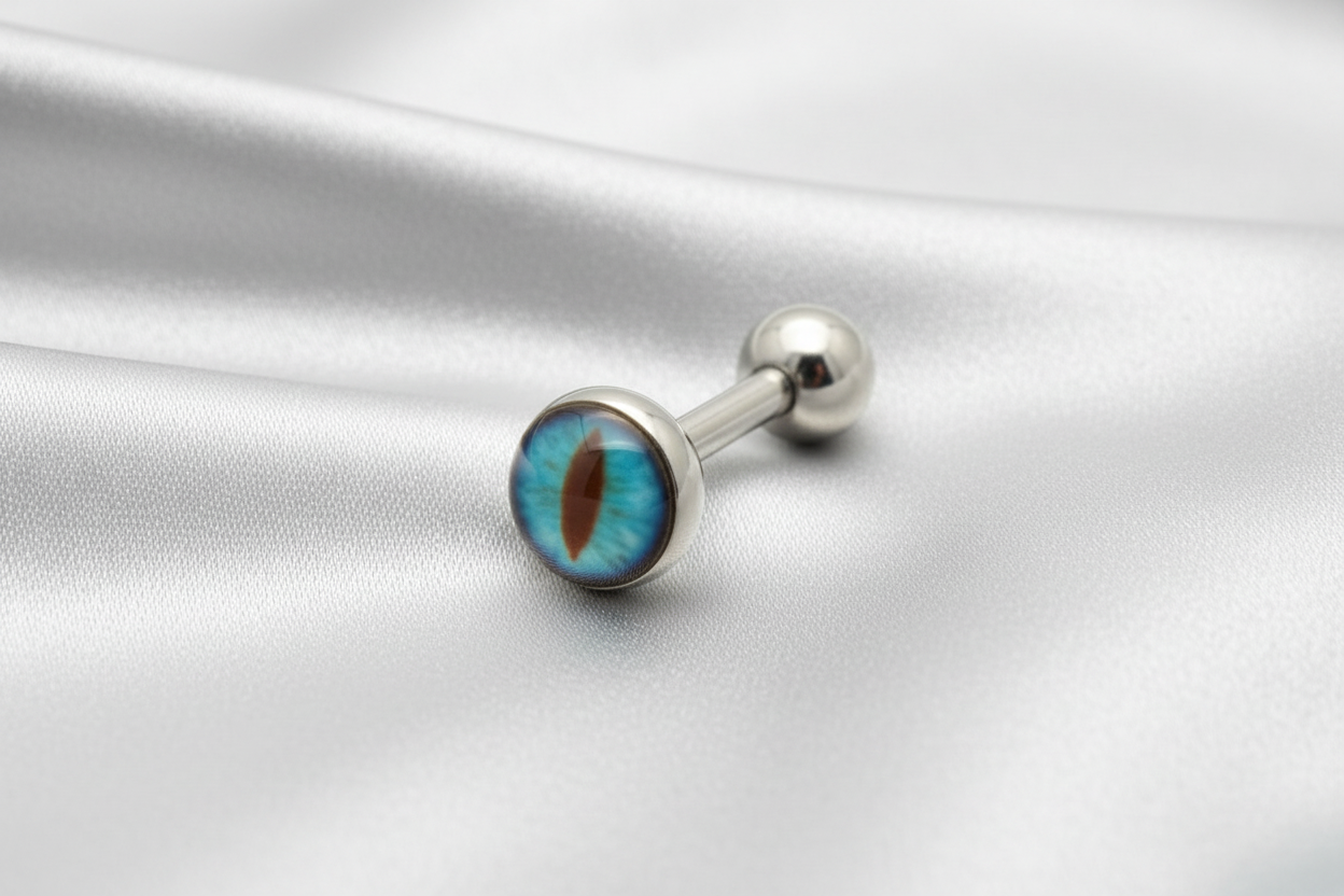 Aqua Snake Eye tongue barbell in 316l stainless steel 