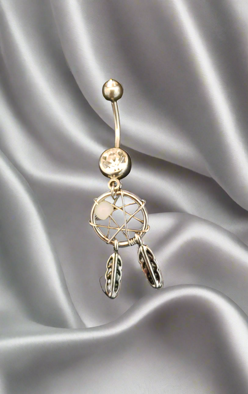 Belly Piercing Stainless Steel 316L with Dangling Dream Catcher