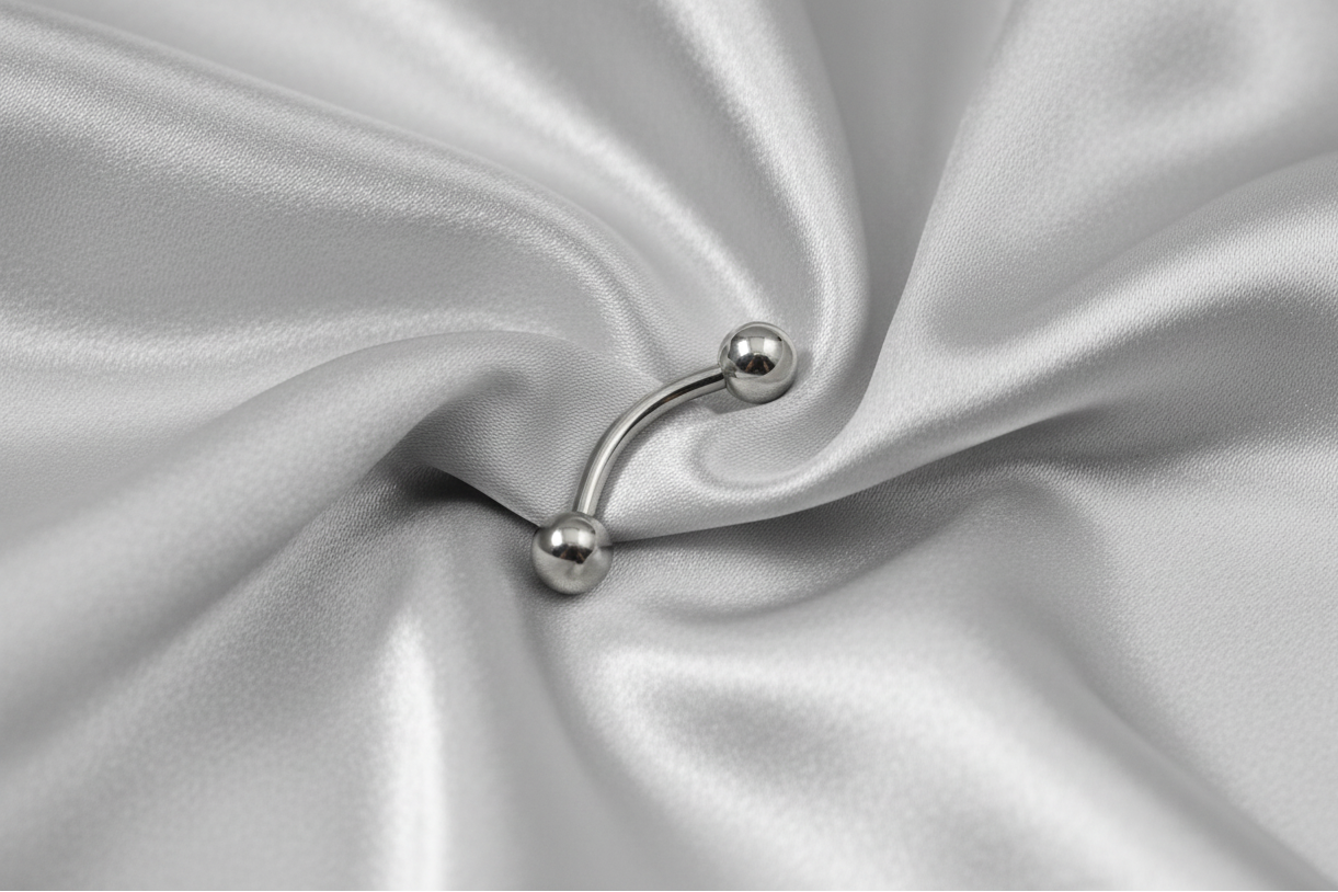 Steel Ball Eyebrow Ring in 316l stainless steel.