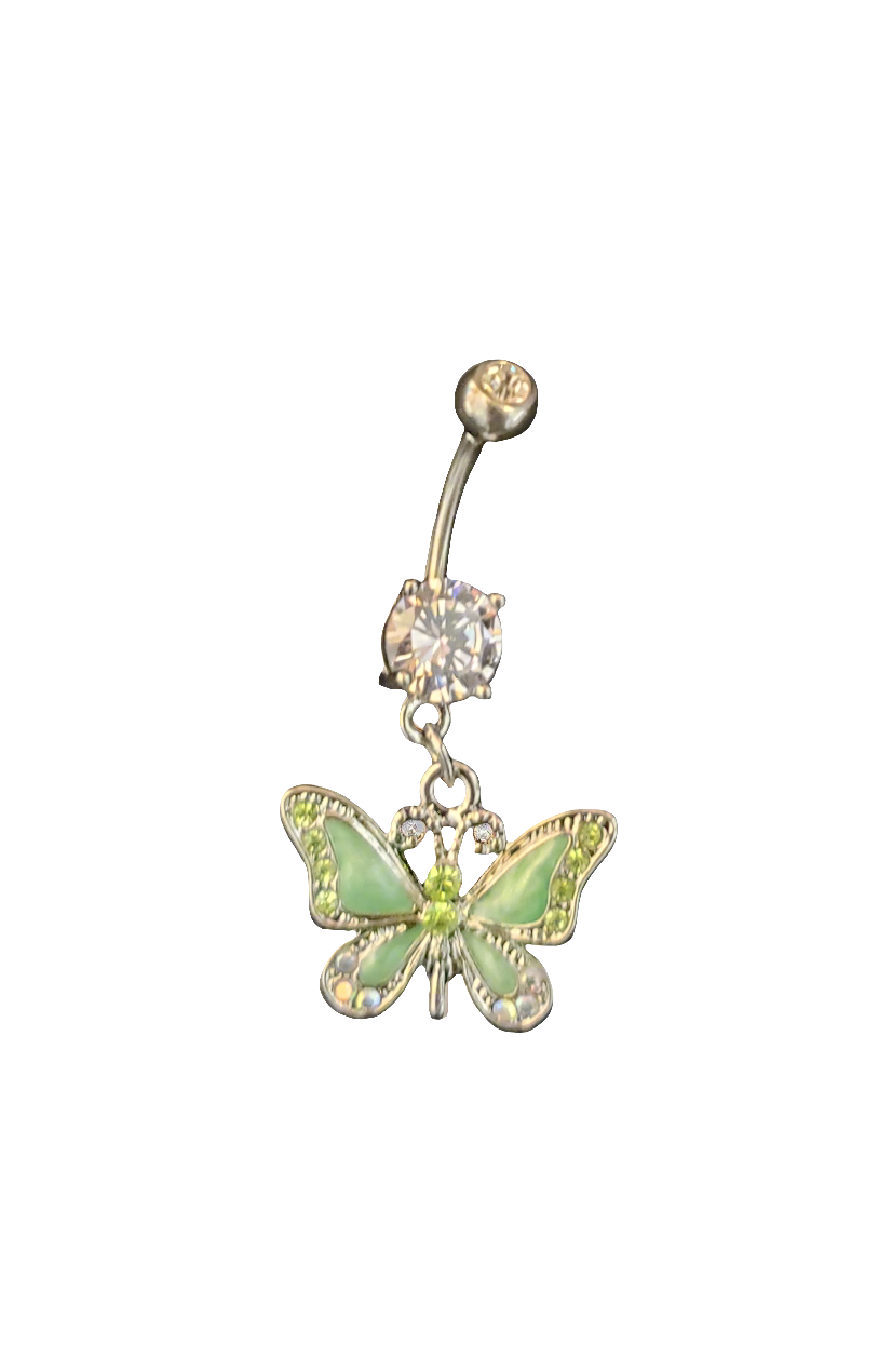 Belly Piercing Stainless Steel 316L with Dangling Butterfly