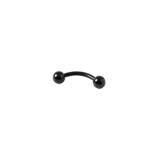 Black Titanium 3mm Ball Eyebrow Ring in black titanium close up detail.