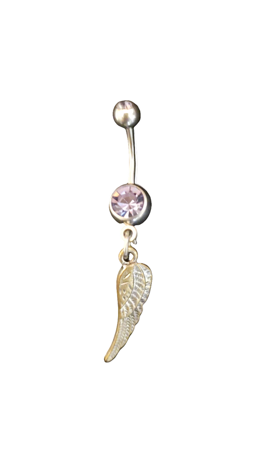 Belly Piercing Stainless Steel 316L with Dangling Small Wing