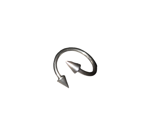 316L Stainless Steel Curly Lip Piercing 12mm, 16 Gauge with Steel Spike Ends