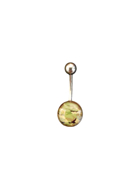 Stainless Steel Green Camouflage Belly Piercing