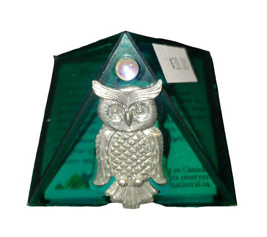 Glass Mini Pyramid with Owl