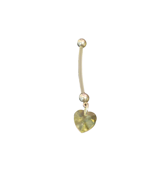 Pregnancy Belly Piercing with Green Heart