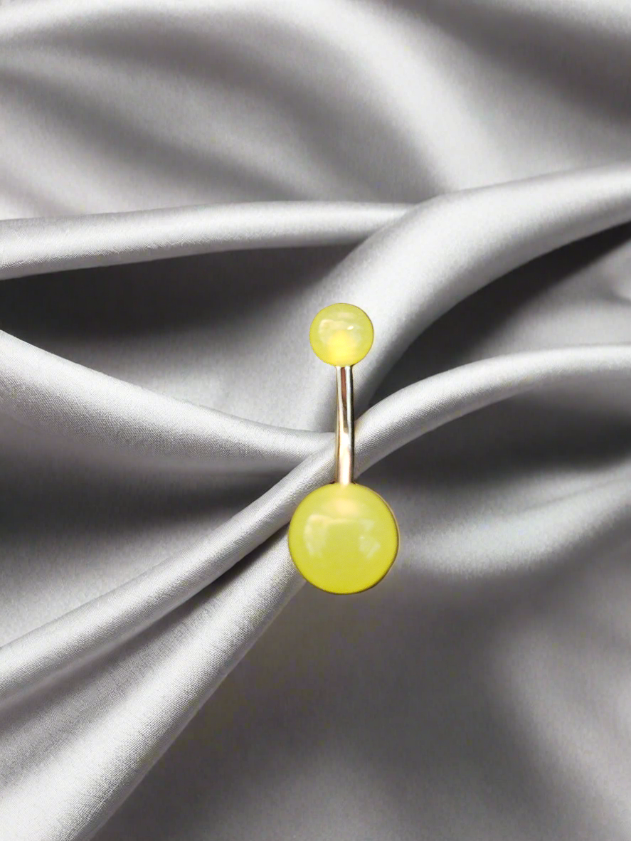 Stainless Steel Yellow Glow Acrylic Belly Piercing