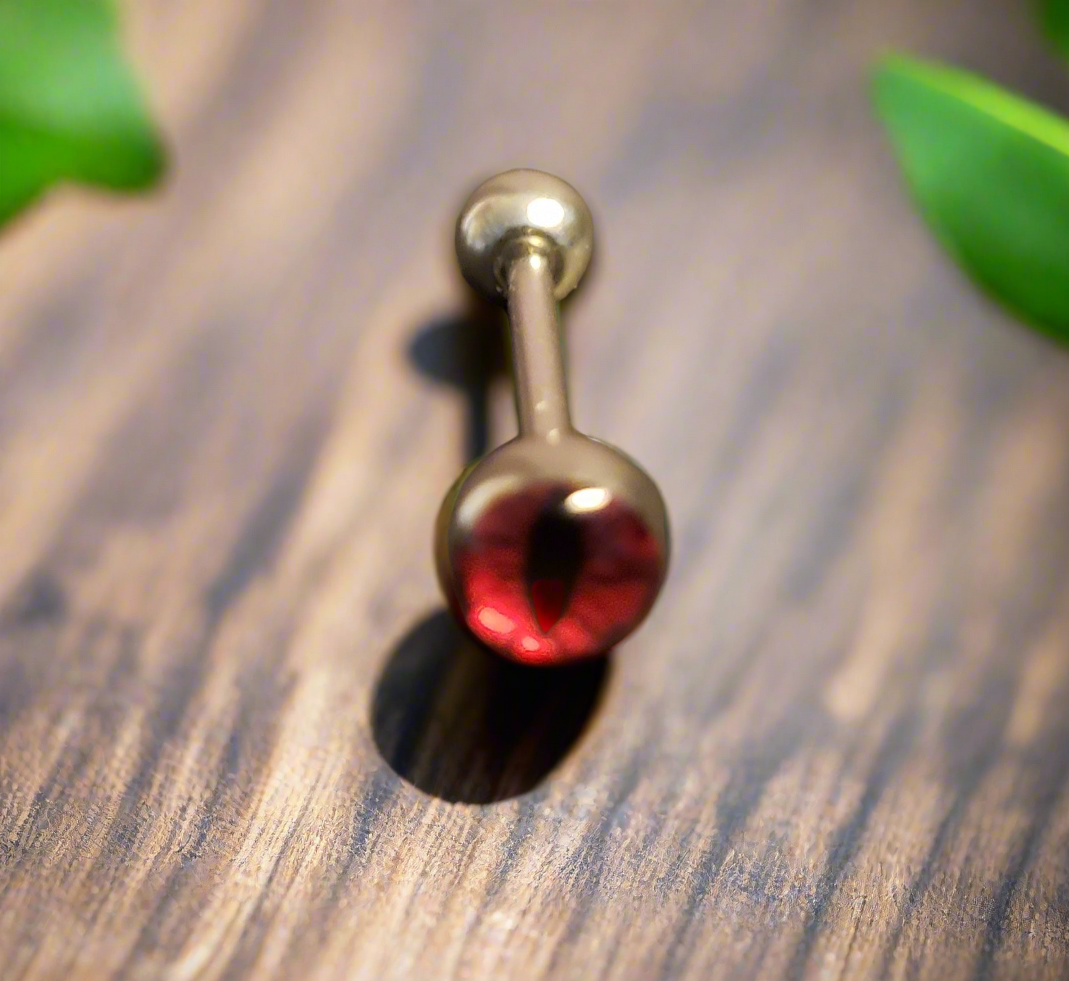 Stainless Steel 316L Red Snake Eye Tongue Piercing