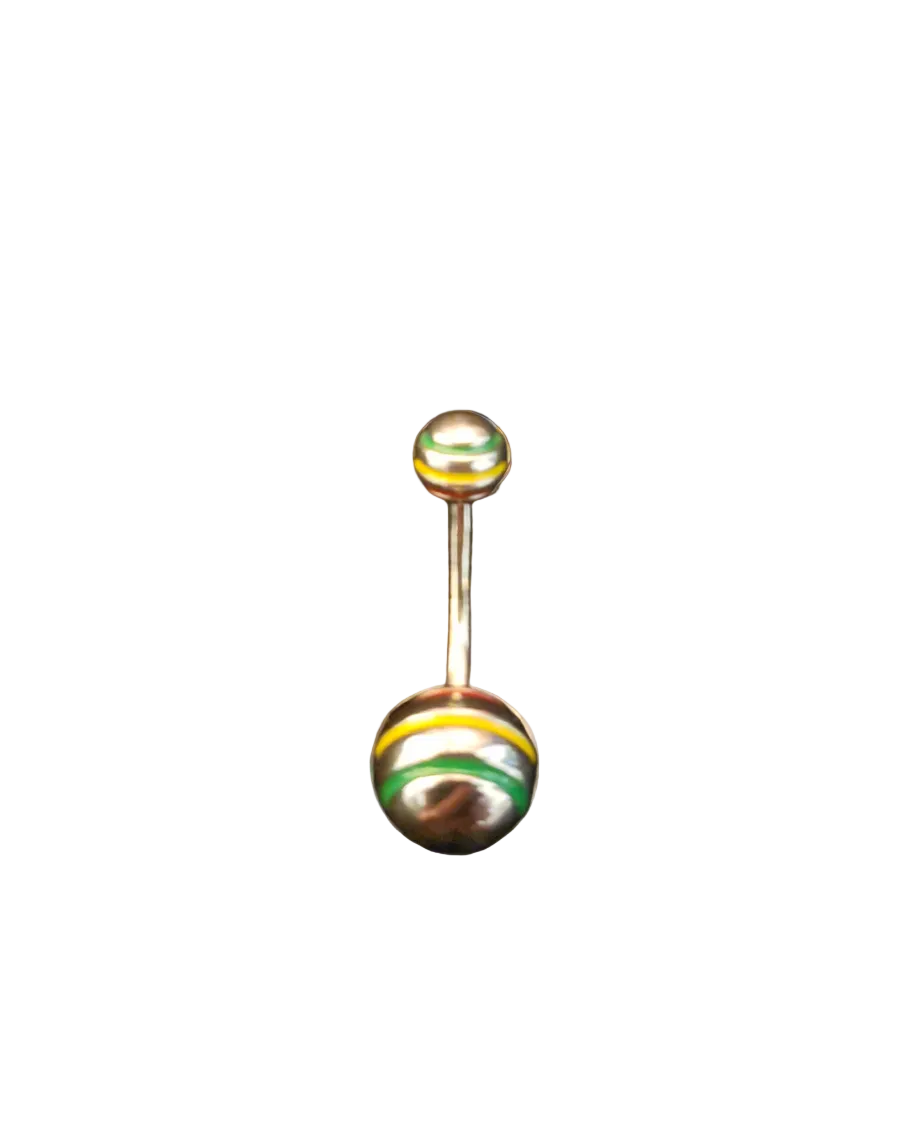 Rastafarian Striped belly button ring in 316l stainless steel