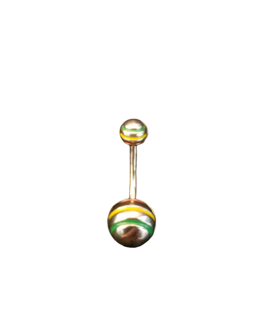 Rastafarian Striped belly button ring in 316l stainless steel