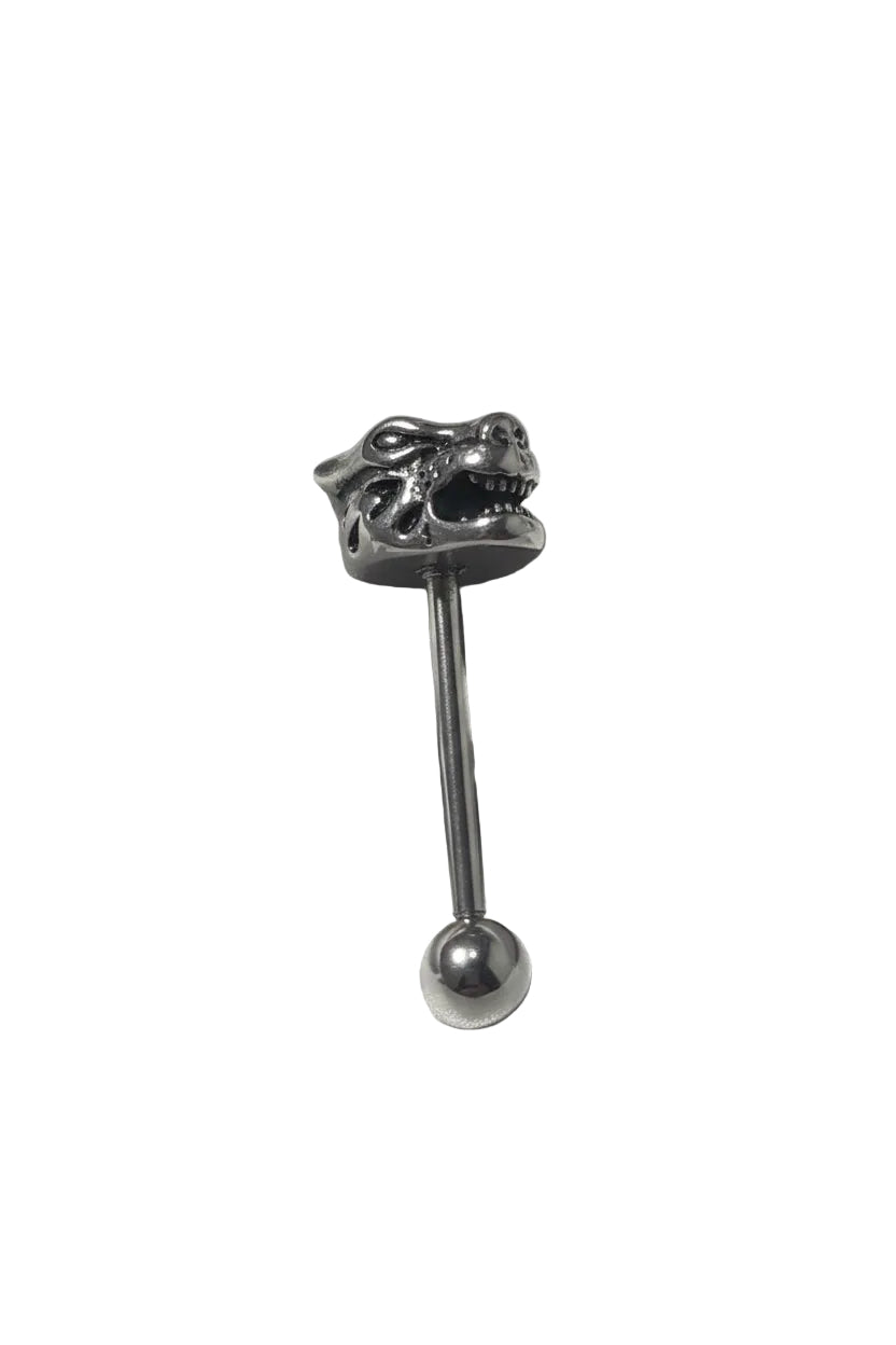 Panther Head tongue barbell in 316l stainless steel