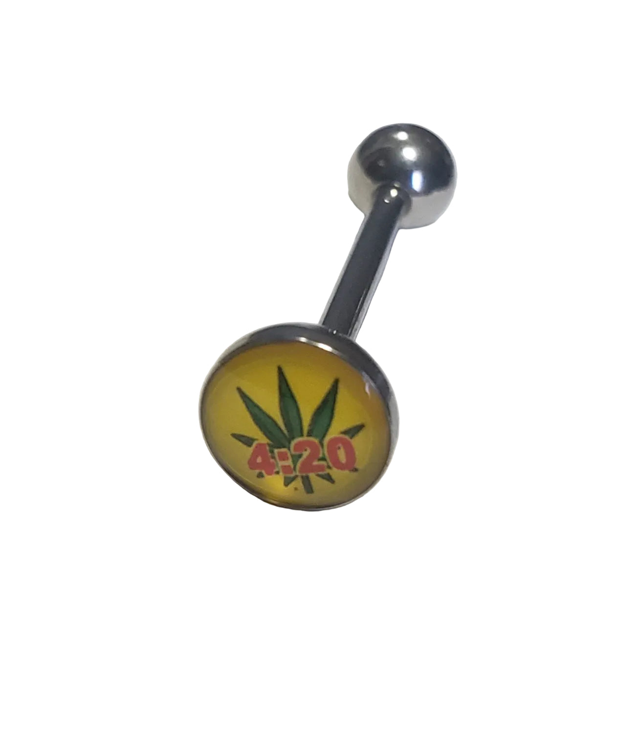 Rastafarian Green Leaf Tongue Barbell in 316l stainless steel