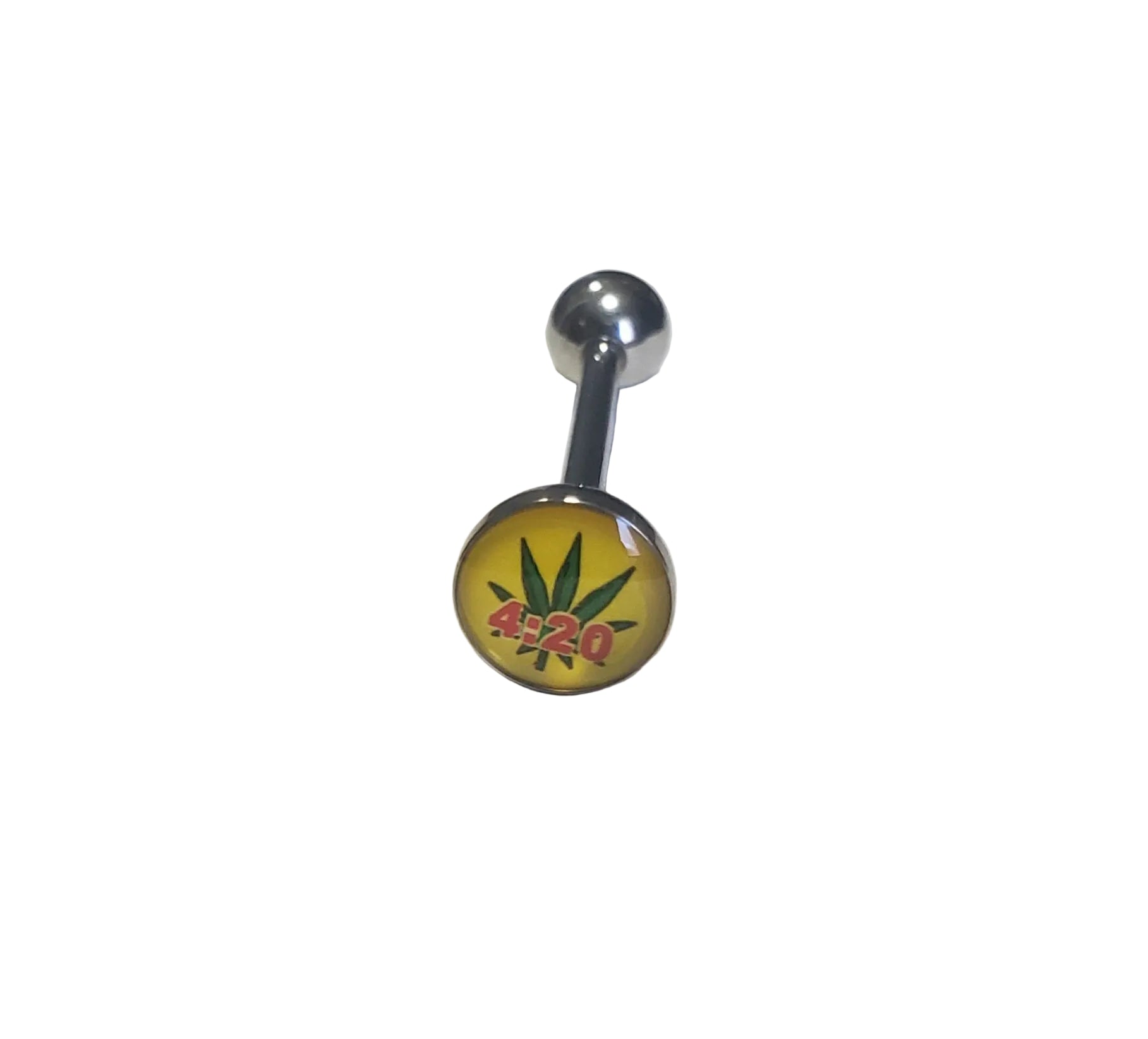 Rastafarian Green Leaf Tongue Barbell in 316l stainless steel